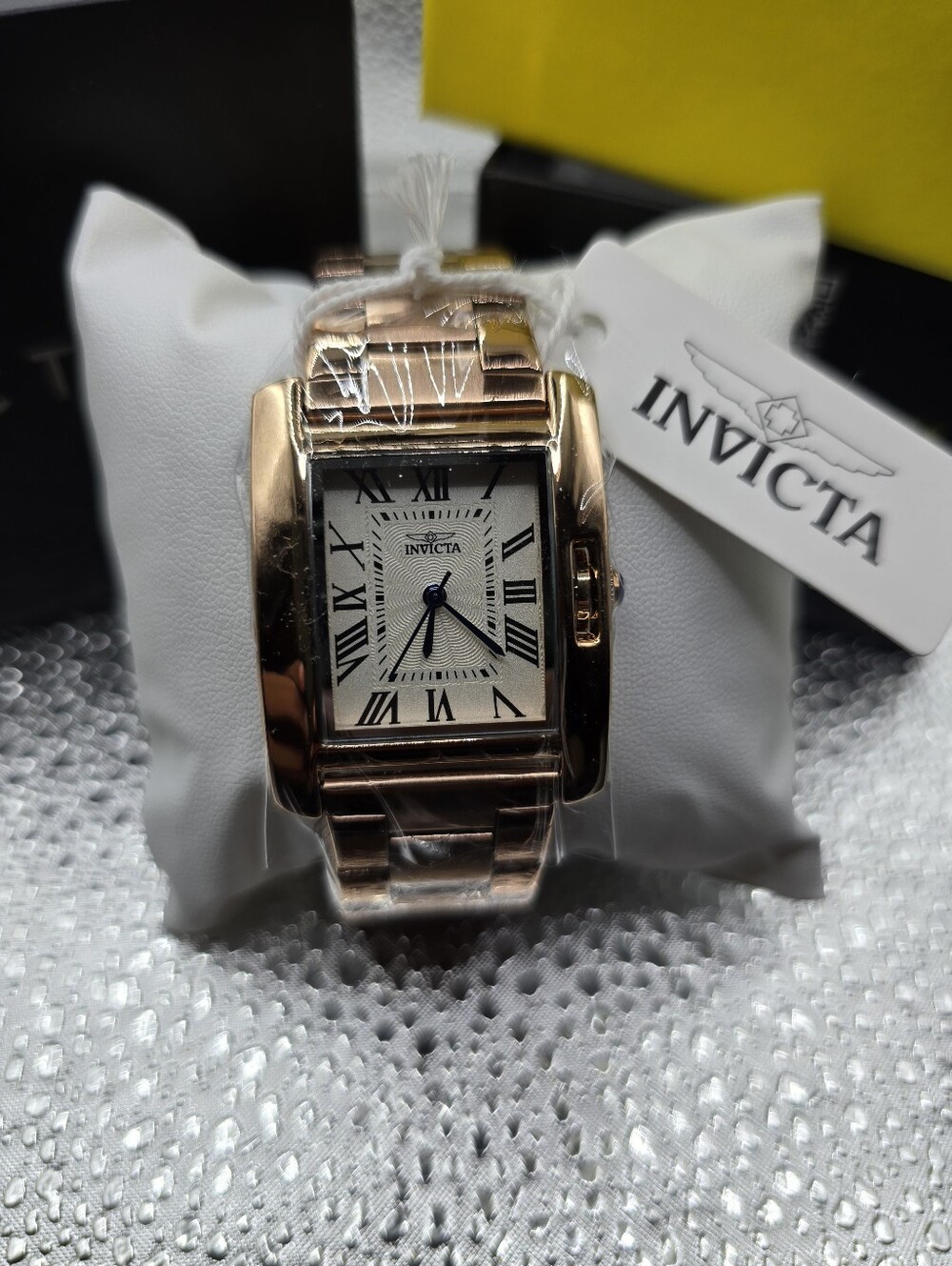 Invicta Rose Gold Rectangular Bracelet Watch with Roman Dial
